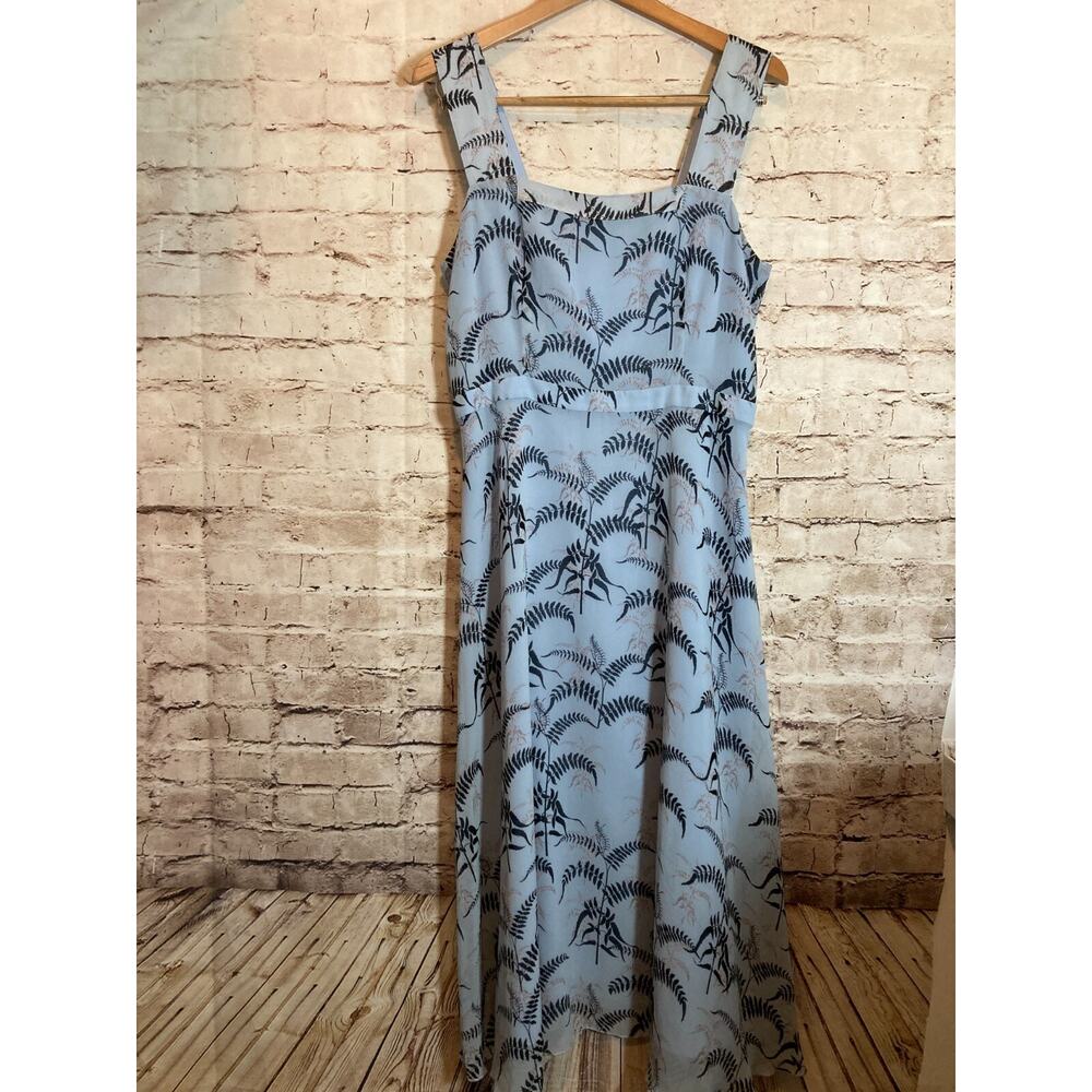 Light Blue Printed Square-Neck Maxi Dress